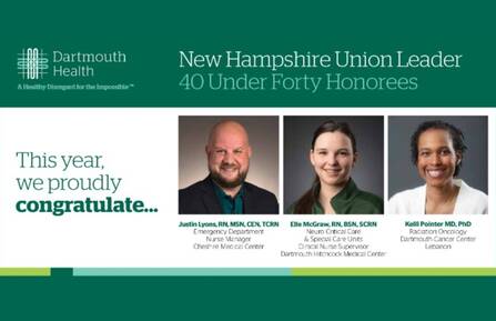 From left, Justin B. Lyons, RN, MSN, CEN, TCRN, Elle E. McGraw, RN, BSN, SCRN, and Kelli B. Pointer, MD, PhD