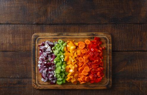 Platter of cut vegetables