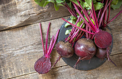 Beets on a cutting board